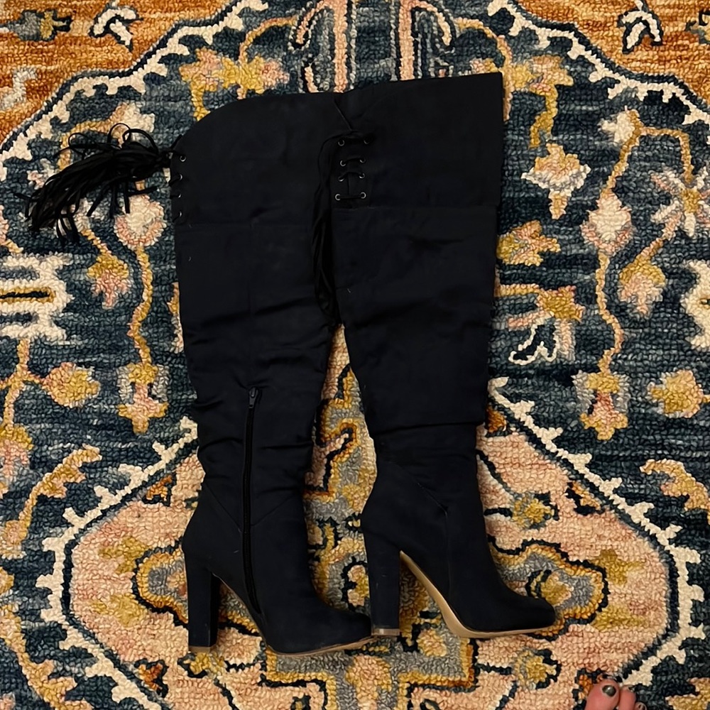 Worn Once Super Cute Blue Thigh High Boots.